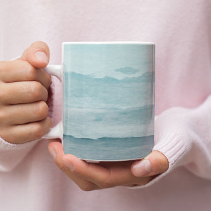 Abstract watercolor blue sea coffee mug