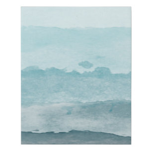 Abstract watercolor blue sea faux canvas print