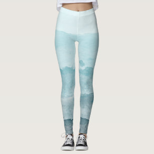 Fluid Ombre Teal & Purple | Women's Fine Art High-Waist Leggings