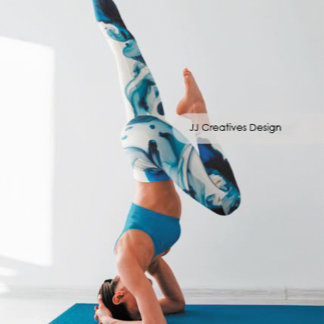 Abstract watercolor blue sea leggings