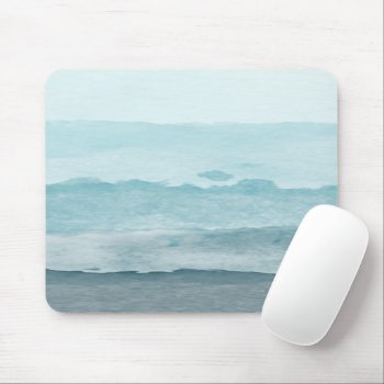 Abstract Watercolor Blue Sea Mouse Pad by LemonBox at Zazzle