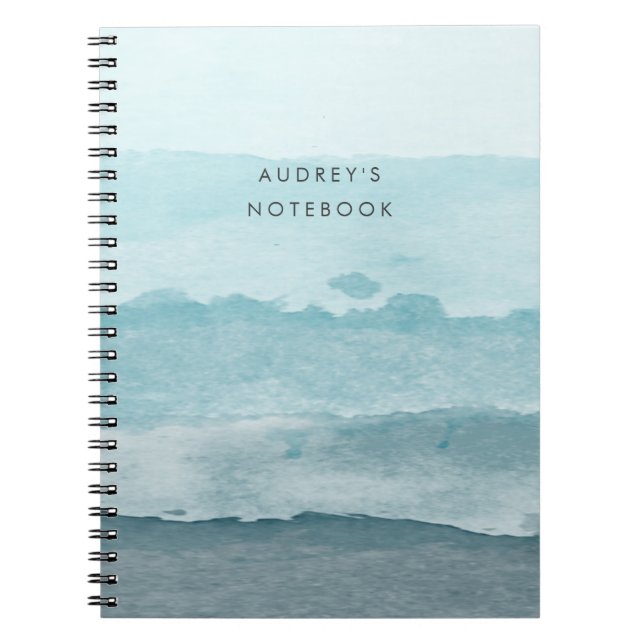 Abstract watercolor blue sea notebook (Front)