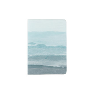 Abstract watercolor blue sea passport holder