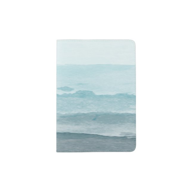 Abstract watercolor blue sea passport holder (Front)