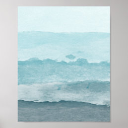 Abstract watercolor blue sea poster