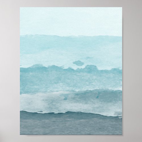 Abstract watercolor blue sea poster