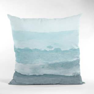 Abstract watercolor blue sea throw pillow