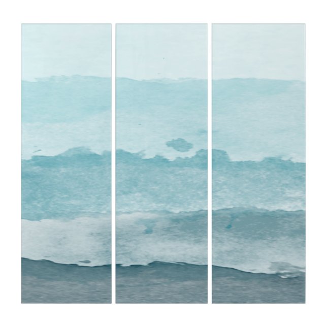 Abstract watercolor blue sea triptych (Front)