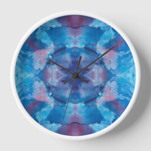 Abstract watercolor Blue_violet fractal Clock