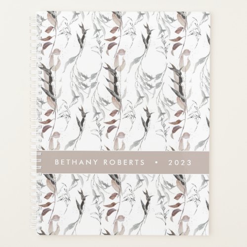 Abstract Watercolor Botanical Taupe Gray 2023 Planner