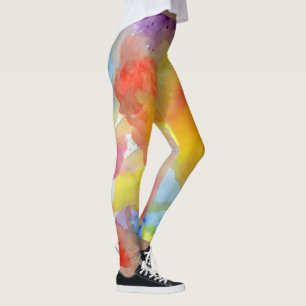 Abstract Watercolor Bright Vibrant Colors Painting Leggings
