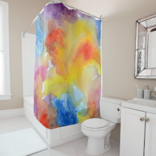 Abstract Watercolor Bright Vibrant Colors Painting Shower Curtain