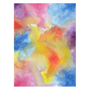 Abstract Watercolor Bright Vibrant Colors Painting Tablecloth