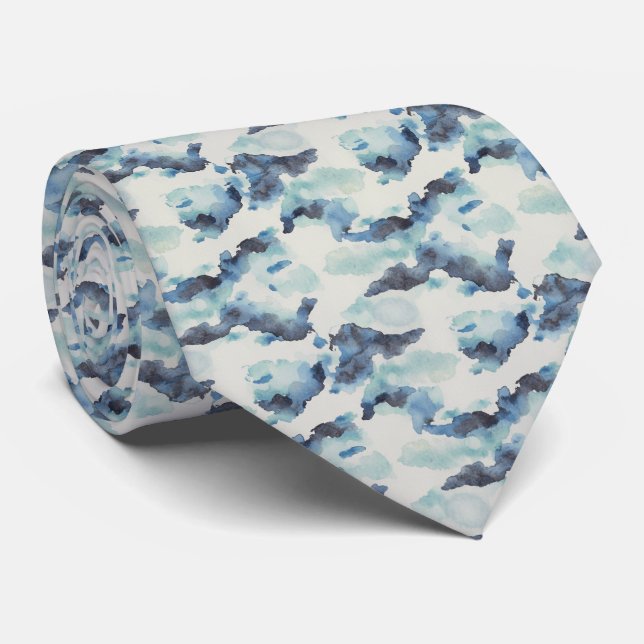 Abstract Watercolor Brush Pattern Neck Tie (Rolled)