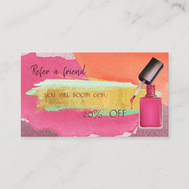 Abstract Watercolor Brush Strke  Referral Card (Front)