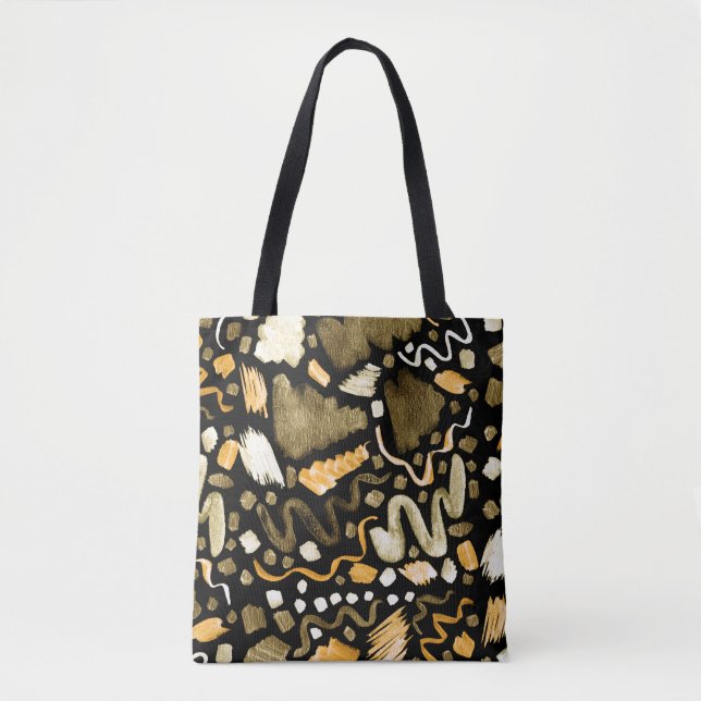 Abstract watercolor brush strokes pattern tote bag (Front)
