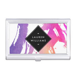 Abstract Watercolor Brushstrokes Personalized Business Card Holder