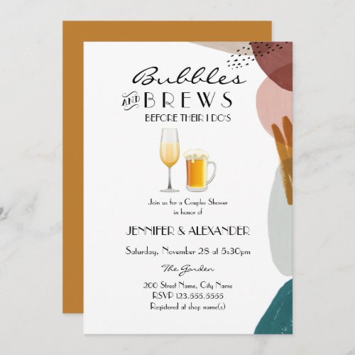 Abstract Watercolor Bubbles  Brews Invitation