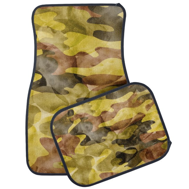 Abstract Watercolor: Camouflage Tie Dye Car Floor Mat (Set)