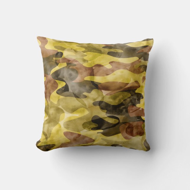 Abstract Watercolor: Camouflage Tie Dye Throw Pillow (Front)