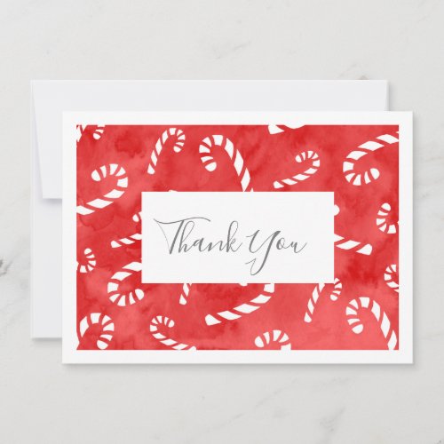 Abstract Watercolor Candy Cane Pattern  Thank You Card