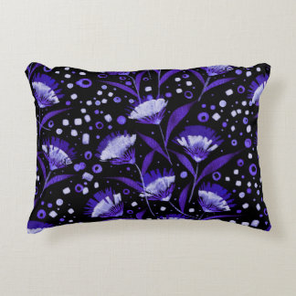 Abstract Watercolor Carnation Flowers Pattern Accent Pillow