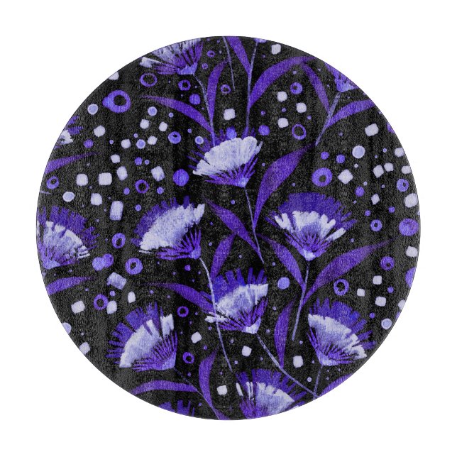 Abstract Watercolor Carnation Flowers Pattern Cutting Board (Front)