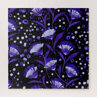 Abstract Watercolor Carnation Flowers Pattern Jigsaw Puzzle