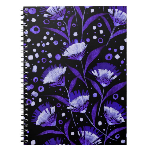 Abstract Watercolor Carnation Flowers Pattern Notebook (Front)