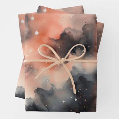 Abstract Watercolor Celestial Symphony Wrapping Paper Sheets