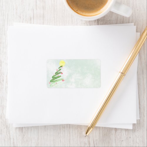 Abstract Watercolor Christmas Tree Blank Address Label