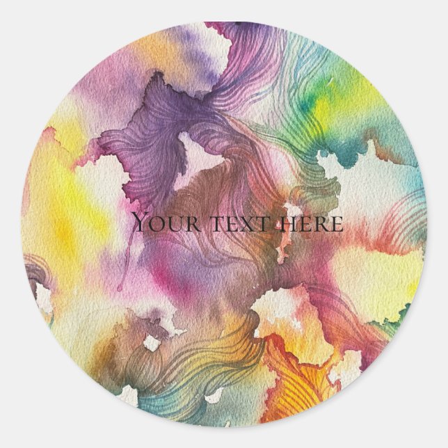  Abstract Watercolor  Classic Round Sticker (Front)
