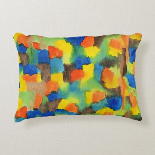 Abstract Watercolor Colorful Brush Strokes Accent Pillow