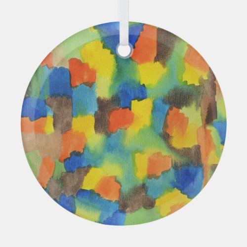 Abstract Watercolor Colorful Brush Strokes Glass Ornament
