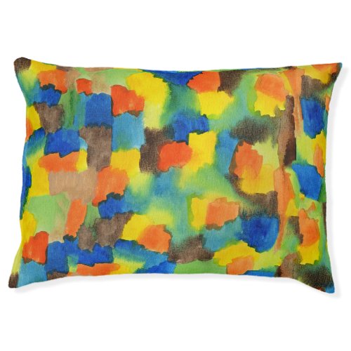 Abstract Watercolor Colorful Brush Strokes Pet Bed