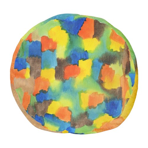 Abstract Watercolor Colorful Brush Strokes Pouf