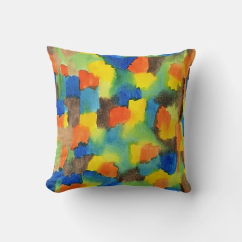 Abstract Watercolor Colorful Brush Strokes Throw Pillow