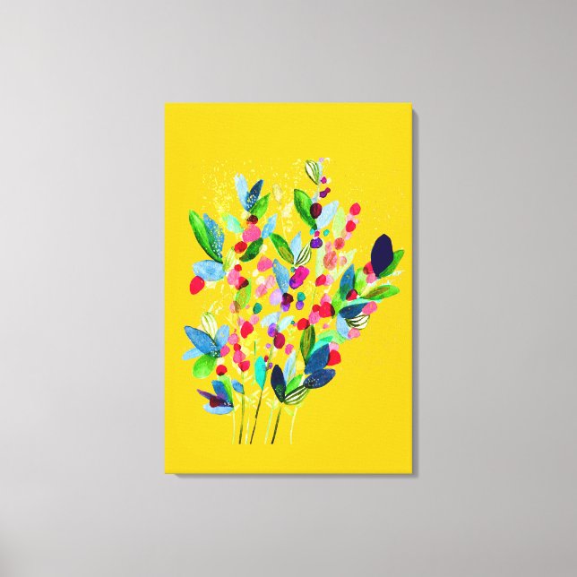 Abstract watercolor colorful floral canvas print (Front)