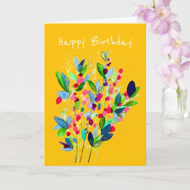 Abstract watercolor colorful floral card (Orchid)