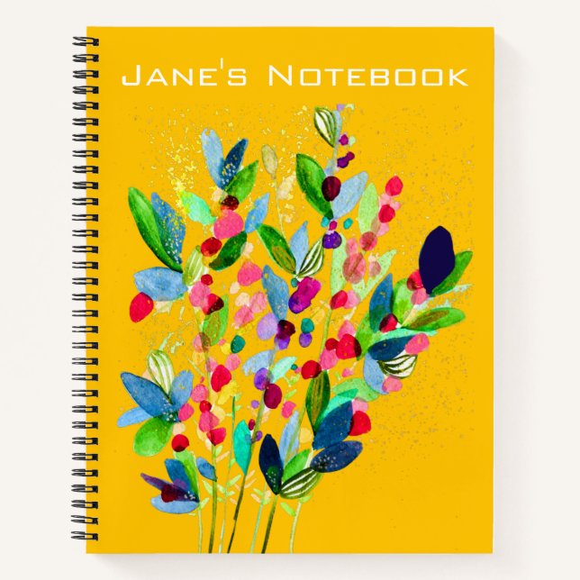 Abstract watercolor colorful floral notebook (Front)