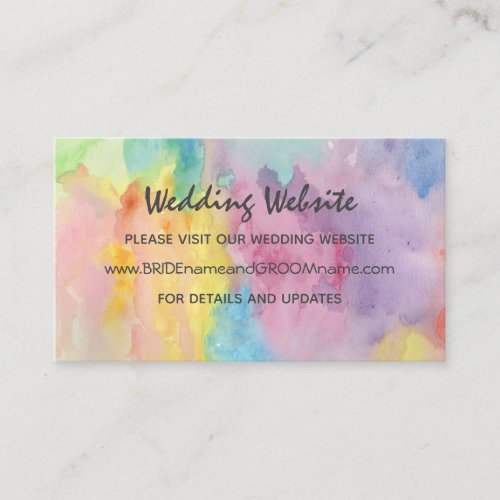 Abstract Watercolor Colorful Wedding Website Enclosure Card