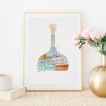 Abstract Watercolor Custom Message in a Bottle Art Poster<br><div class="desc">Beautiful personalized message in a bottle wall art print. The design features a vintage-style bottle created with abstract watercolor brush strokes in beautiful colors. The bottle can be customized with your own personalized message to a loved one, a special quote with sentimental meaning, a wedding vow, a love note, etc....</div>
