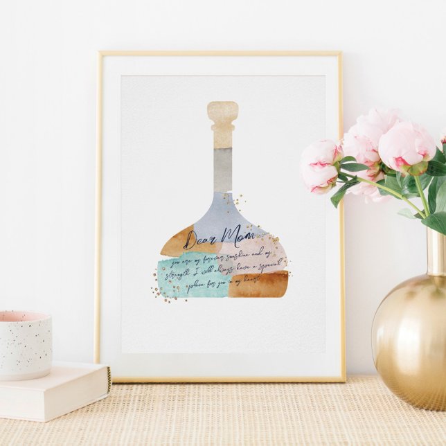 Abstract Watercolor Custom Message in a Bottle Art Poster (Creator Uploaded)