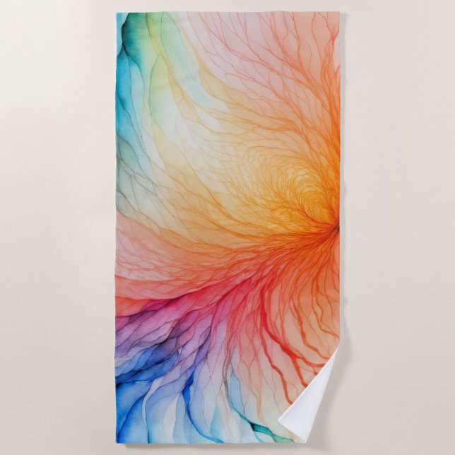 Abstract Watercolor Design Beach Towel (Front)