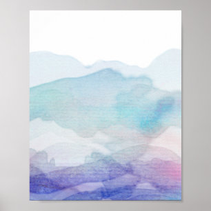 abstract watercolor design blue and purple poster