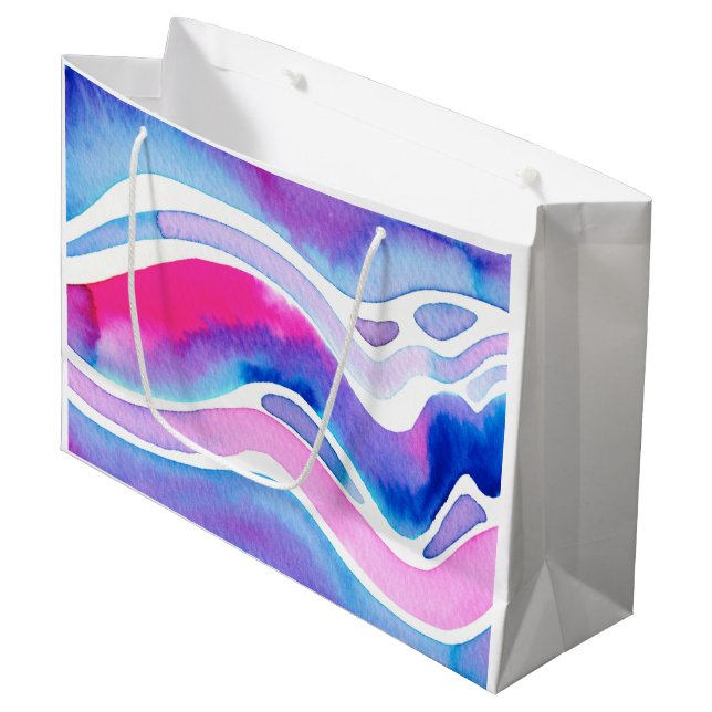 Abstract Watercolor Design Large Gift Bag (Front Angled)