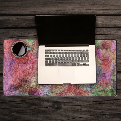 Abstract Watercolor Design Swirled Colours Lines Desk Mat