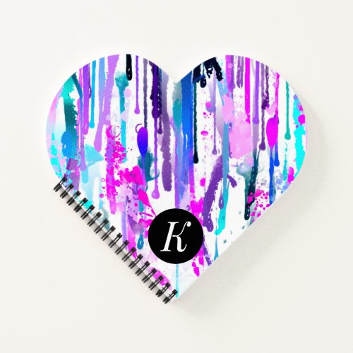 Abstract Watercolor Drips Blue Turquoise Pink Notebook