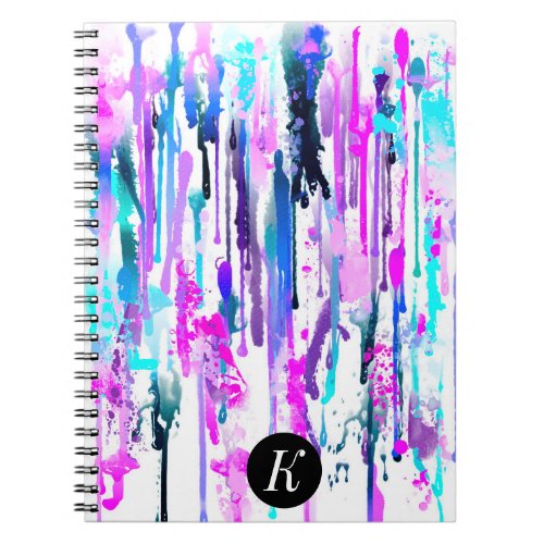 Abstract Watercolor Drips BlueTurquoisePink Photo Notebook