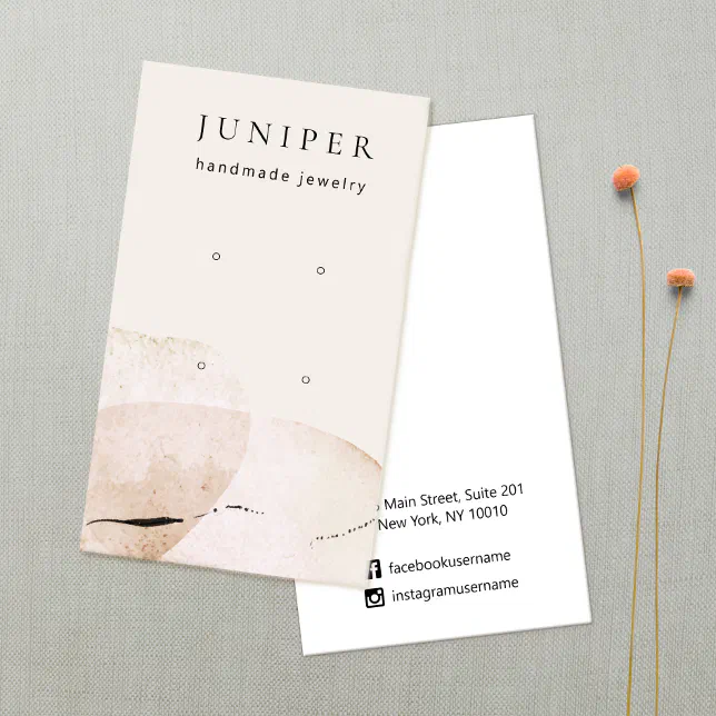 Abstract Watercolor Earring Jewelry Display Business Card 